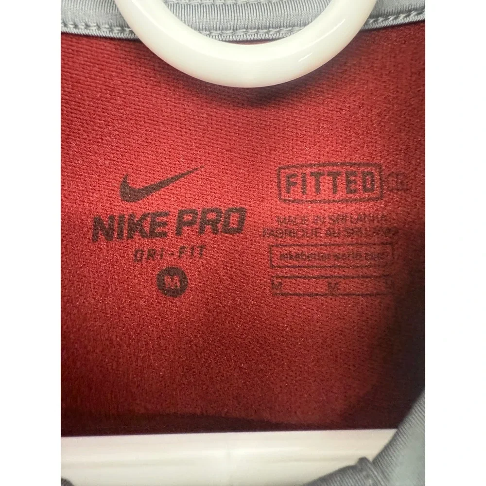 Nike Pro Fitted Half Zip Pullover Gray Long Sleeve Running Top Mens Medium - Picture 4 of 5